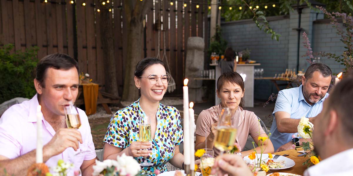 Enjoying a spring garden party together