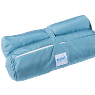 The Ledge Lounger Laze Hammock, featuring blue material with white piping and matching straps, perfect for outdoor adventures.