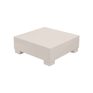 Beige, modern Signature Coffee Table by Ledge Lounger, with a square design, flat top, and four short legs, viewed from a slight angle against a white background.
