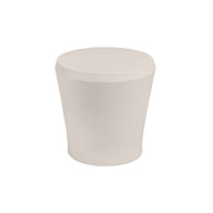 The Ledge Lounger Affinity Side Table, in beige with a smooth, cylindrical minimalist design featuring a wider top and matte finish, is an elegant outdoor piece perfect for any in-pool setting, showcased against a plain white background.