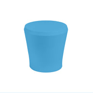 Against a plain white backdrop, the Ledge Lounger Affinity Side Table, a chic blue cylindrical stool with a smooth tapering design, is ideal for outdoor spaces and versatile enough for in-pool use.