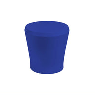 A sleek, solid blue cylindrical ottoman with a slight taper, resembling the Affinity Side Table by Ledge Lounger, set against a plain white background.