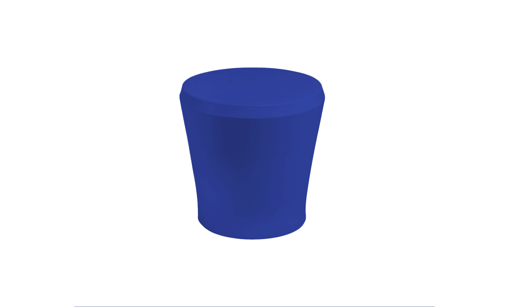 A sleek, solid blue cylindrical ottoman with a slight taper, resembling the Affinity Side Table by Ledge Lounger, set against a plain white background.