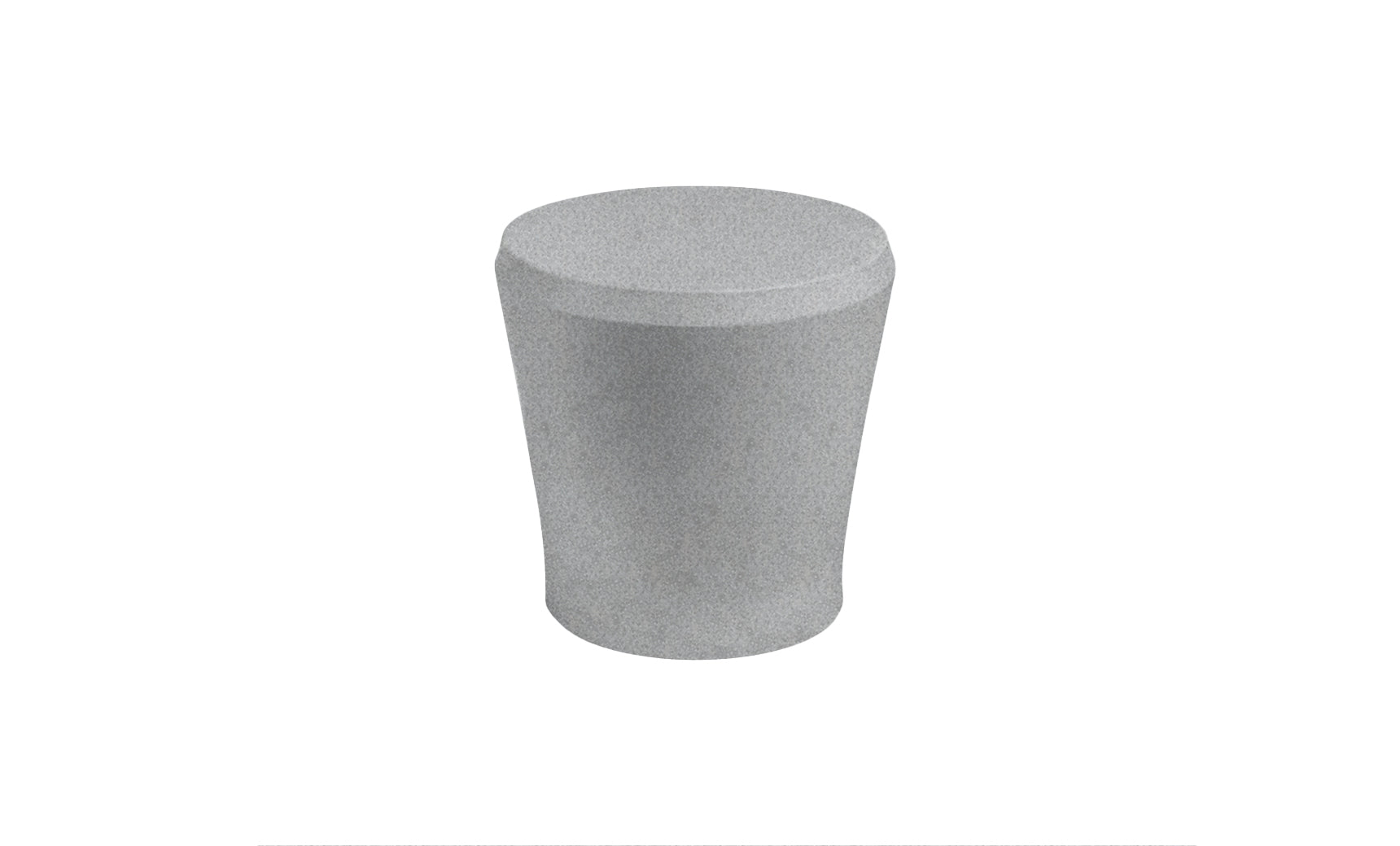 The Affinity Side Table by Ledge Lounger, with its cylindrical gray design and slightly tapered shape, serves as a chic outdoor accessory against a white background.