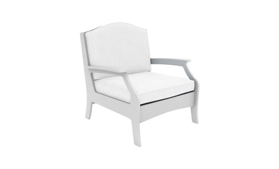 The Legacy Club Chair by Ledge Lounger features a minimalist frame, light gray straight back, and cushioned seat. Its four sturdy legs make it perfect for home or office use, while its customizable design blends seamlessly with any decor.