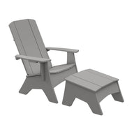 The Ledge Lounger Adirondack chair with Mainstay Adirondack Ottoman is ideal for your patio. Both feature a simple, slatted design made from high-quality materials. The chair offers a high back and wide armrests, while the ottoman complements its style.