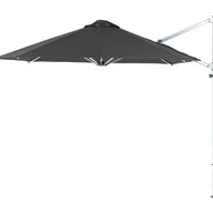 The Ultra Cantilever Umbrella - 11 Octagon by Ledge Lounger is a large black patio umbrella with a sturdy metal frame and side crank. Its sleek design enhances patio spaces, and adding an outdoor umbrella light can provide evening charm.