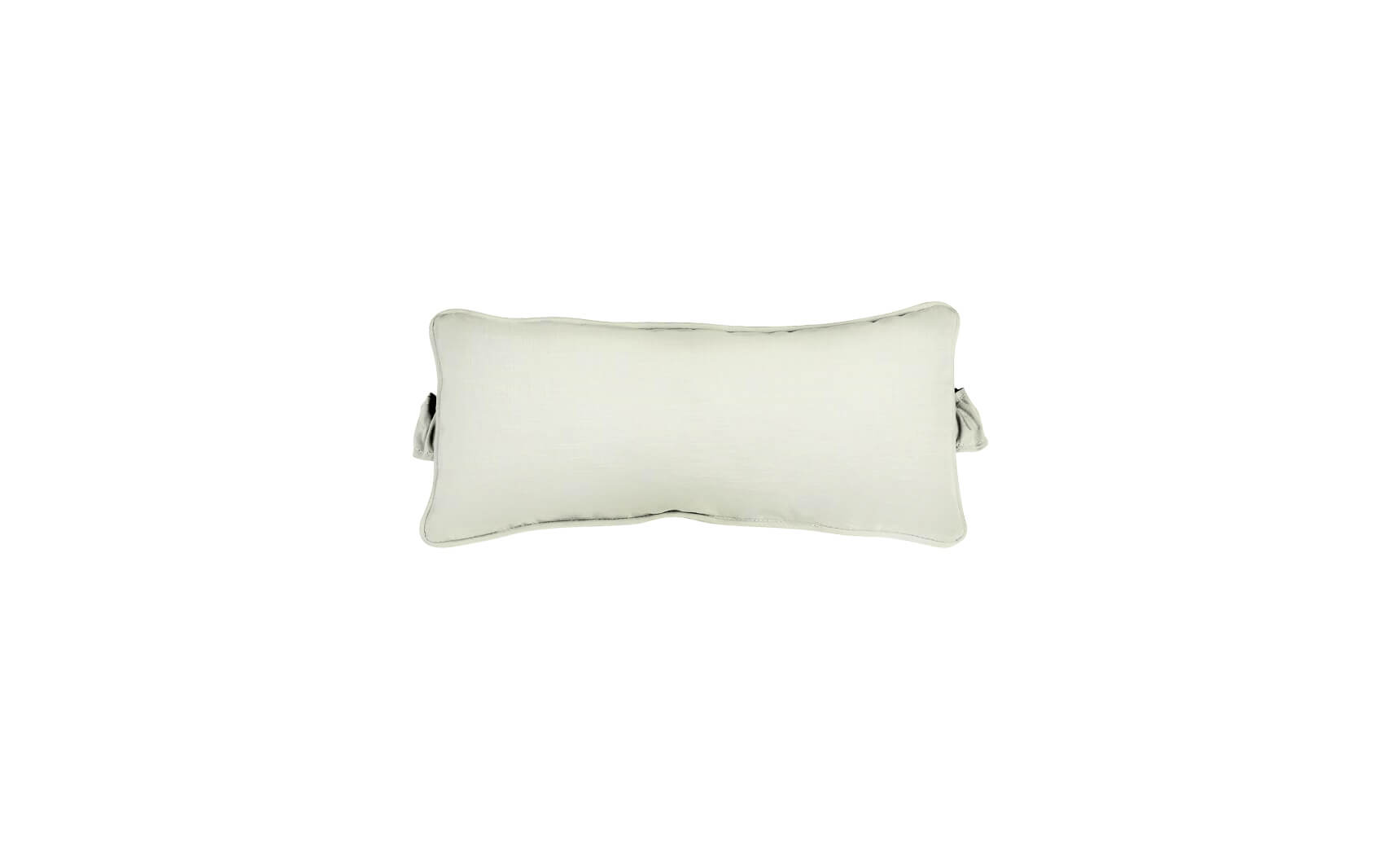 The Signature Headrest Pillow by Ledge Lounger, a rectangular pillow with slightly curved edges in a light color, rests on a white background. It features a small handle and casts a faint shadow, hinting at customizable options for relaxation in the pool.