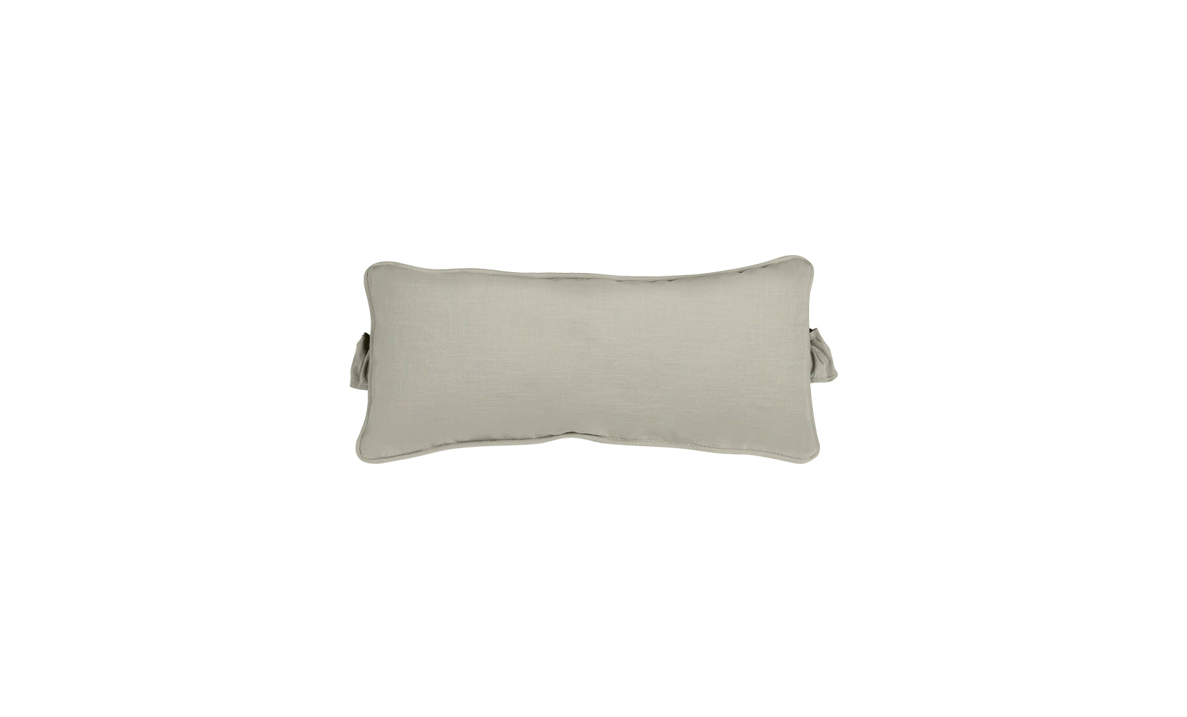 The Signature Headrest Pillow by Ledge Lounger is a rectangular, light beige pillow with a subtle sheen and slightly wrinkled texture, perfect for relaxation in the pool. It has thin, flat edges and is set on a plain white background.