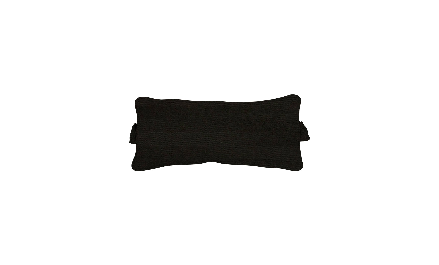 The Ledge Lounger Signature Headrest Pillow is a rectangular black pillow with a soft, textured surface and two small fabric loops on each side, ideal for in-pool relaxation. It’s centrally placed against a white background.