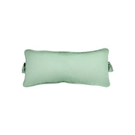 The Signature Headrest Pillow by Ledge Lounger is a rectangular, light green cushion with a smooth texture and simple design. It features two short straps on each side for customizable in-pool relaxation.