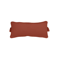 The Ledge Lounger Signature Headrest Pillow is a rectangular, rust-colored lumbar pillow with slight side indentations and a smooth texture. It doubles as a versatile headrest pillow with customizable options for personalization against the plain white background.