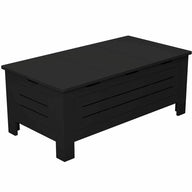 The Ledge Lounger Mainstay Storage Coffee Table features a rectangular design with slatted sides and front, plus a chic flat top, making it perfect for any outdoor living space.
