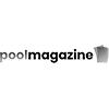 Logo of pool magazine in lowercase black letters. The p is partially stylized as a design element resembling a pool, with a gradient that fades to lighter shades. The background is white.