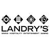 A black bar with white icons: a fork and knife, a building, a dartboard, and two playing cards.