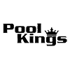 The image shows a logo with the text Pool Kings. The word Kings features a stylized crown above the letter K. The logo is in a bold, black font.