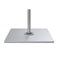 The Ledge Lounger Galvanized Steel Plate Stack Cantilever Base features a sleek, shiny rectangular design with a central cylindrical pole, ideal for securing or mounting items like cantilever umbrellas.