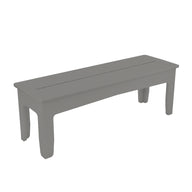 The Ledge Lounger Mainstay Dining Bench features a simple gray rectangular design with four sturdy legs and a flat top, elegantly displayed against a crisp white background.