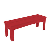 The Mainstay Dining Bench by Ledge Lounger is an elegant addition to any patio. With a simple rectangular design, red finish, and four sturdy legs, its smooth texture and visible plank lines enhance its classic minimalist appeal, making it perfect for outdoor dining.