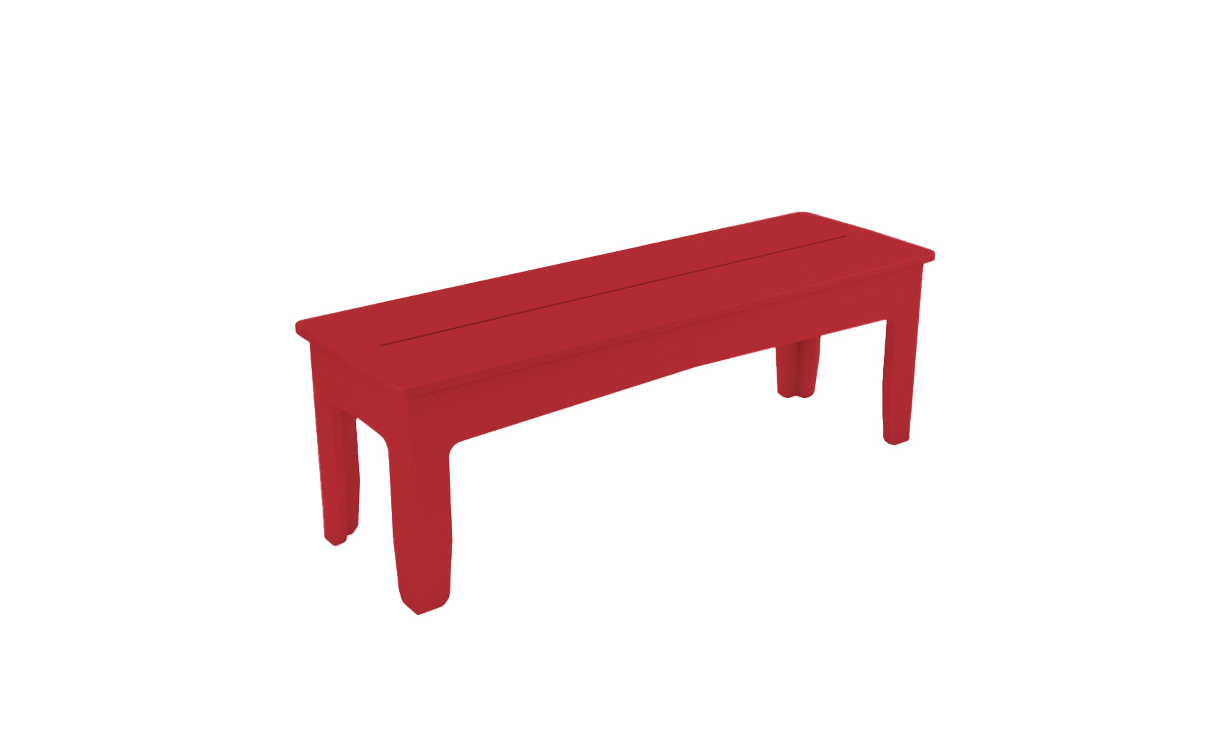The Mainstay Dining Bench by Ledge Lounger is an elegant addition to any patio. With a simple rectangular design, red finish, and four sturdy legs, its smooth texture and visible plank lines enhance its classic minimalist appeal, making it perfect for outdoor dining.