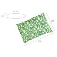 Experience ultimate outdoor comfort with the Laze Pillow by Ledge Lounger. This rectangular, green cushion features a tropical leaf pattern and measures 68x44x9.5 inches, making it ideal as a floating bean bag pool pillow or for patio lounging with its plush thickness.
