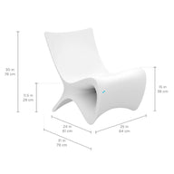 Experience enhanced ergonomics with the Autograph Chair by Ledge Lounger. This white modern chair boasts smooth curves and a minimalist design, ideal for outdoor moments. It features a 30 in (76 cm) height and 11.5 in (29 cm) seat height, blending comfort with style.