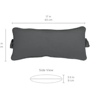 The Ledge Lounger Signature Headrest Pillow is a gray, rectangular cushion designed for in-pool relaxation. It measures 43.2 x 19.1 x 8.9 cm and can be customized.