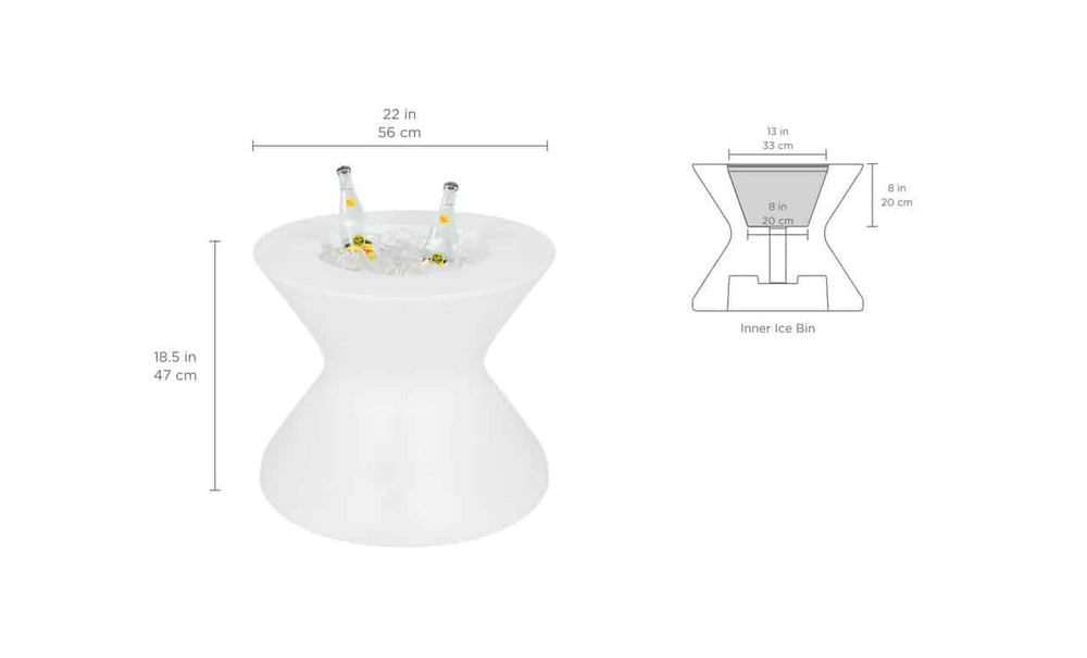 Signature Tall Ice Bin Side Table Spec Sheet