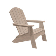The Legacy Adirondack by Ledge Lounger is a wooden chair ideal for patio gatherings, featuring a slatted back, an angled seat for relaxation, and wide armrests. This sophisticated outdoor furniture piece is beautifully displayed on a plain white background.