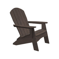 Ideal for patio gatherings, the Legacy Adirondack by Ledge Lounger features a slatted backrest and wide armrests, perfectly angled for outdoor lounging. Its dark wood finish enhances the rustic charm of this classic outdoor furniture piece.