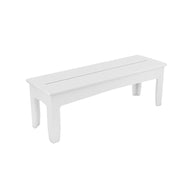 The Mainstay Dining Bench by Ledge Lounger is a simple, rectangular white bench with a flat top and sturdy legs. Its minimalist design lacks additional features or decorations, making it ideal for indoor and outdoor dining experiences.