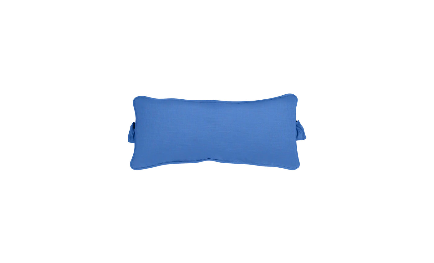 The Ledge Lounger Signature Headrest Pillow is a rectangular blue cushion with a soft texture and slightly wavy edges, ideal for in-pool relaxation, shown against a plain white background.