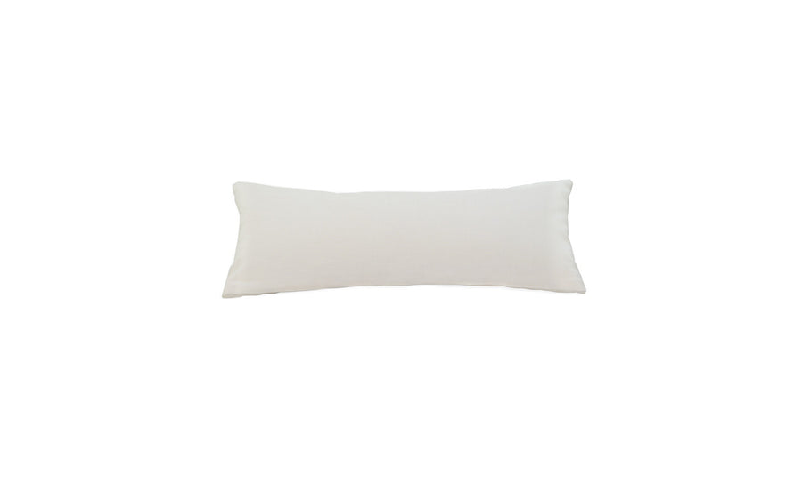 The Ledge Lounger Throw Pillow, 10x18 Rectangular - Final Sale, is centered on a white background, showcasing its simple, smooth texture and soft appearance.