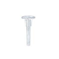 A metallic pin, resembling an umbrella shaft used in In-Ground Cantilever Mounts by Ledge Lounger, features a cylindrical form with a flat head dotted with small holes. It stands upright on a white background, highlighting its potential use in the mount system.