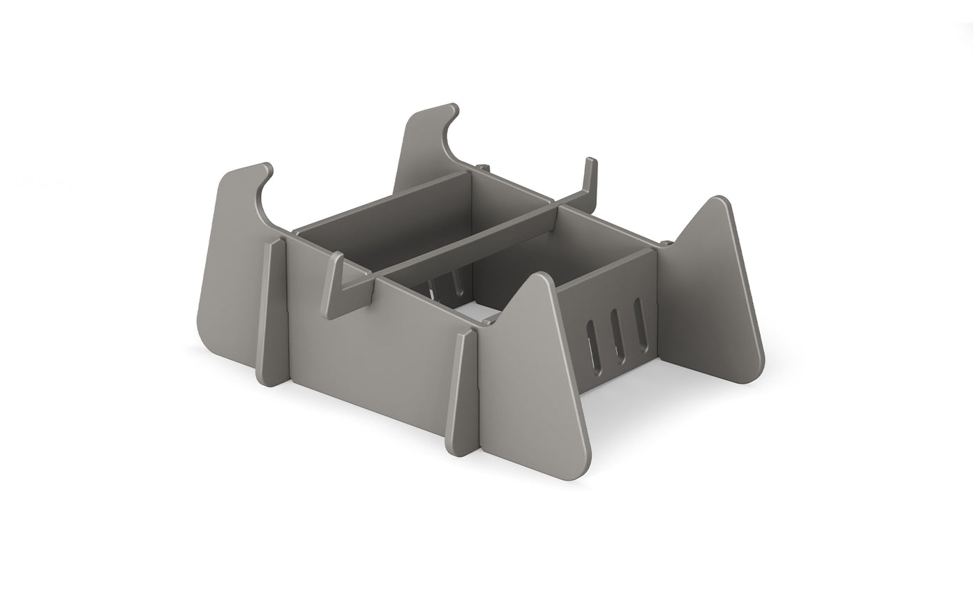 The Ledge Lounger Signature Chaise Deep Riser is a gray, rectangular plastic accessory with open sides, vertical slots, and raised corner supports—ideal for outdoor or in-pool seat use.