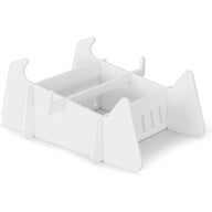 A white, rectangular, flat-pack cardboard box with slots, flaps, and interlocking tabs—ideal for organizing Ledge Lounger Signature Chaise Deep Riser—instands on four trapezoidal panels against a plain white background.