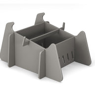 The Signature Chaise Deep Riser by Ledge Lounger is a gray, rectangular modular organizer with four upright side panels, two compartments, and a horizontal divider with a handle—ideal for organizing accessories outdoors.