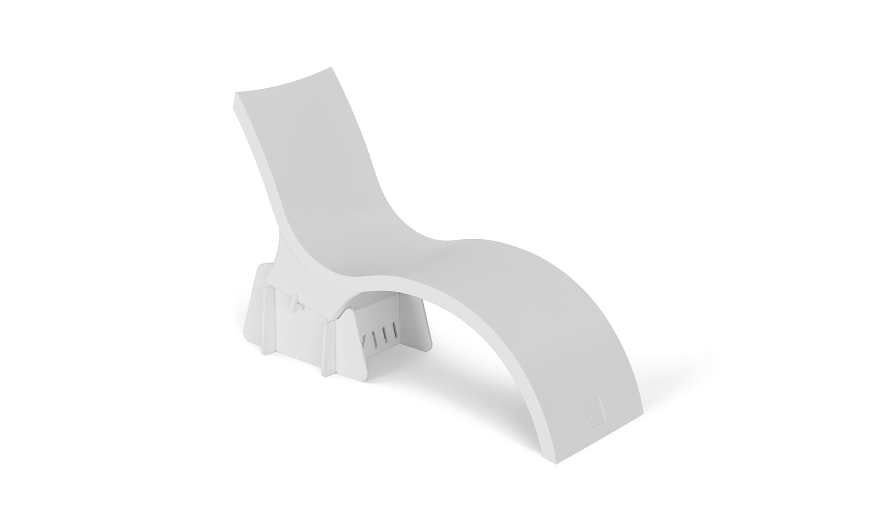 The Ledge Lounger Signature Chaise Deep with Tall Riser features a modern white plastic build, ergonomic curved design, and slotted base—ideal for relaxing on a tanning ledge or sun shelf against a plain white background.