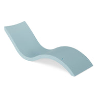 The Signature Chaise by Ledge Lounger is a modern, light blue lounger featuring a wavy, ergonomic design. Its sleek, minimalist look makes it ideal for poolside relaxation and outdoor comfort.