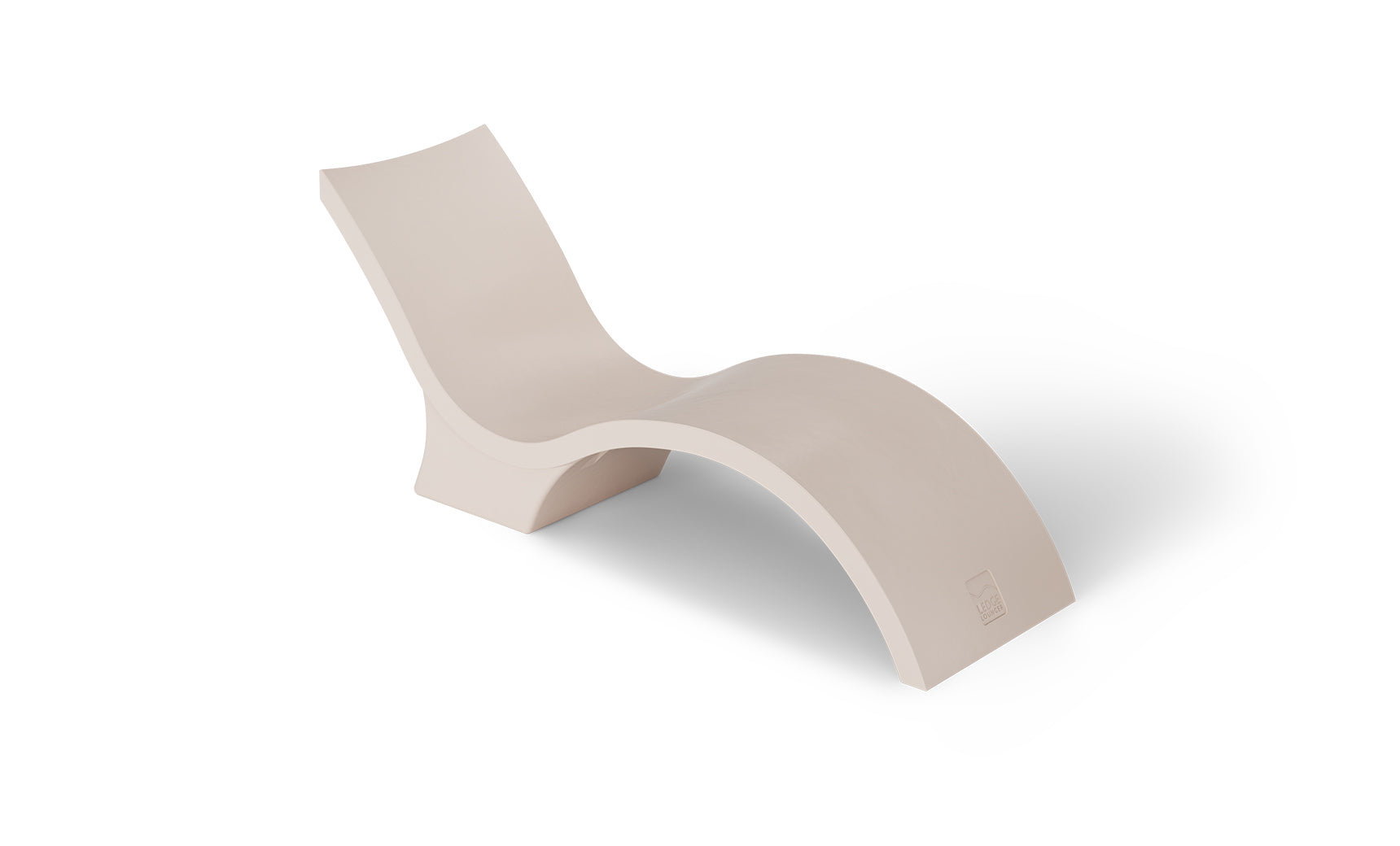 The Ledge Lounger Signature Chaise Deep is a modern cream-colored, S-shaped lounge designed for pool tanning ledges, perfect for relaxation on a white backdrop.