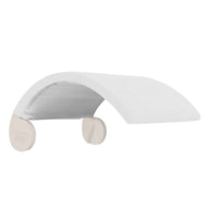 The Signature Chair Shade by Ledge Lounger brings sleek, contemporary design with its minimalist, modern white desk featuring a gently curved top and cylindrical legs—ideal for creating a serene workspace reminiscent of an in-pool tanning ledge.