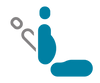 A simplistic illustration depicting a blue person kneeling. Another person, depicted in gray, is supported in front of them, appearing to rest or recline against the kneeling figure.