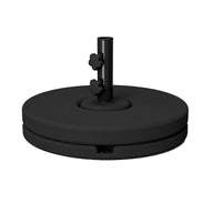 The Resin Coated Concrete Umbrella Base by Ledge Lounger has a sturdy black finish, a cylindrical pole, and two adjustable knobs. It offers reliable support for center pole umbrellas, ensuring stability for your outdoor patio or garden dining experience.