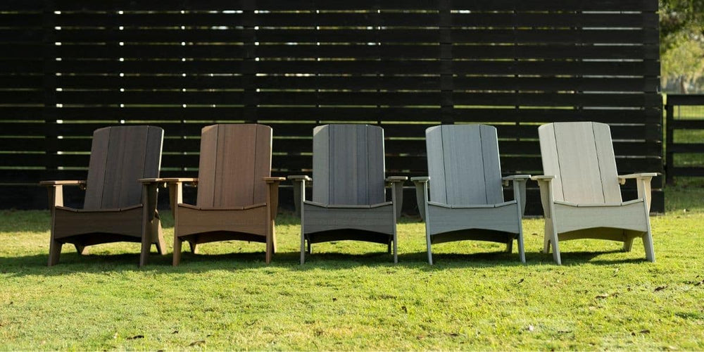 Ledge Adirondack Chairs in different shades on the lawn