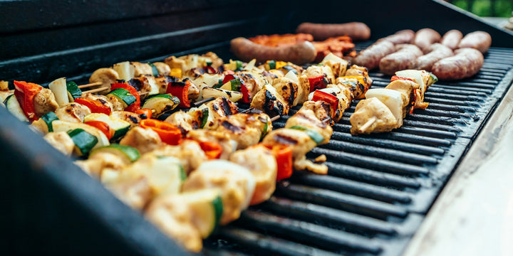 Kebabs cooking on the grill