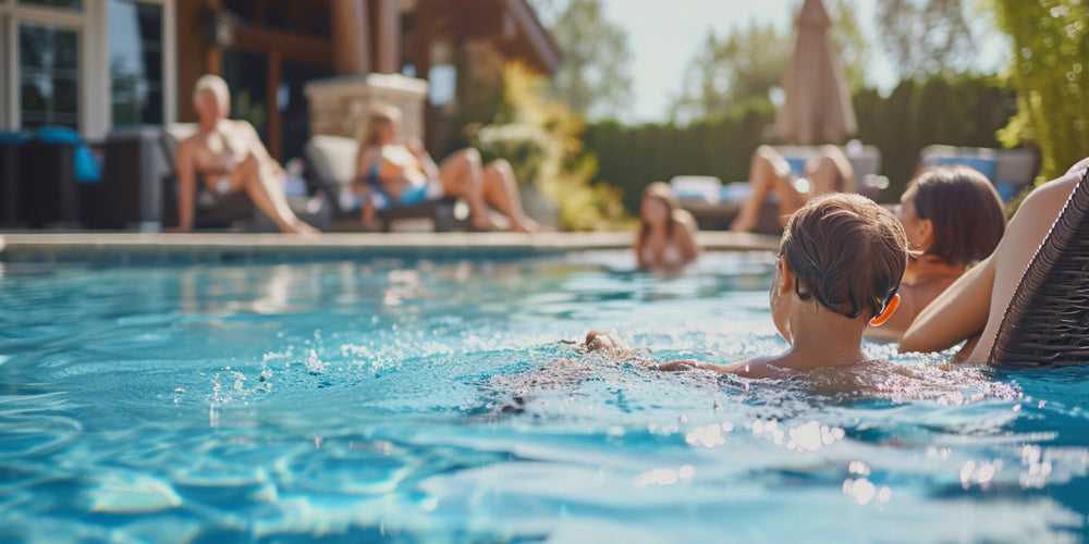 People enjoying their time at the swimming pool