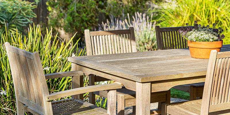 Worn and weathered outdoor dining set