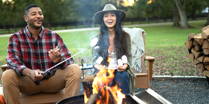 Roasting marshmallows on campfire