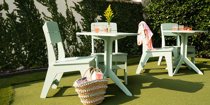 Beautiful scene with colorful outdoor furniture