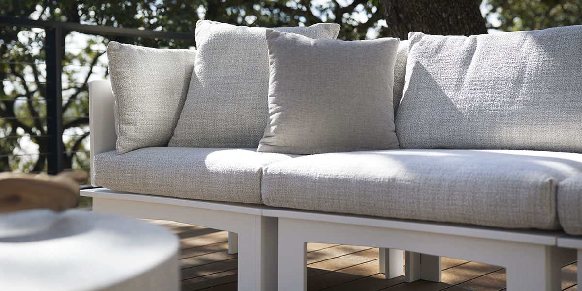 Outdoor sofa with clean cushions